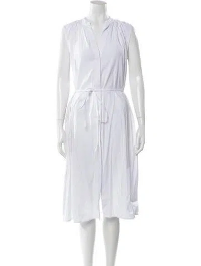 Pre-owned Vince V-neck Midi Length Dress In White