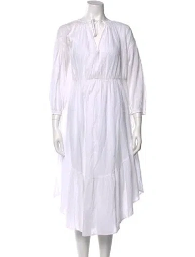 Pre-owned Vince V-neck Midi Length Dress In White
