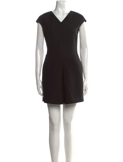 Pre-owned Vince V-neck Mini Dress In Black