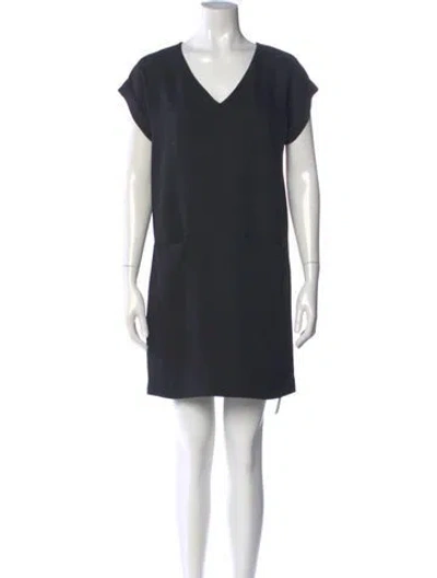 Pre-owned Vince V-neck Mini Dress In Black