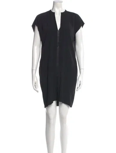 Pre-owned Vince V-neck Mini Dress In Black