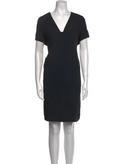 Pre-owned Vince V-neck Mini Dress In Black