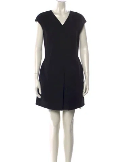 Pre-owned Vince V-neck Mini Dress In Black