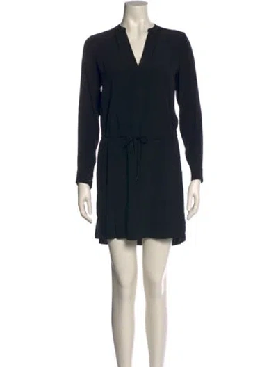 Pre-owned Vince V-neck Mini Dress In Black
