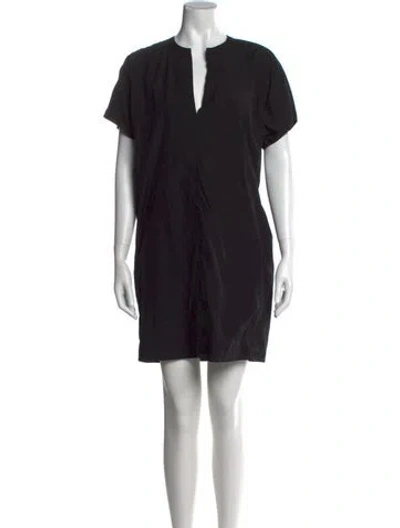 Pre-owned Vince V-neck Mini Dress In Black