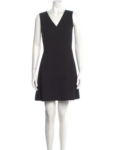 Pre-owned Vince V-neck Mini Dress In Black