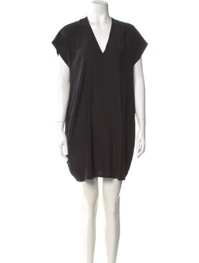 Pre-owned Vince V-neck Mini Dress In Black