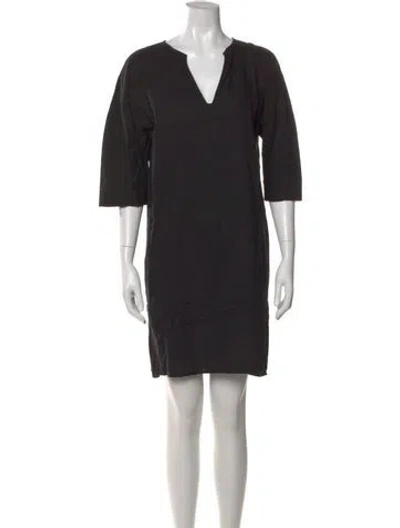 Pre-owned Vince V-neck Mini Dress In Black