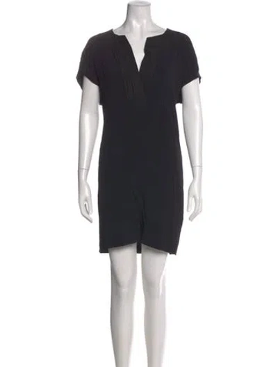 Pre-owned Vince V-neck Mini Dress In Black