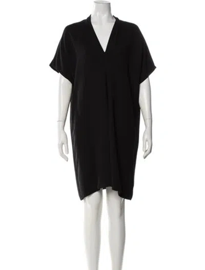 Pre-owned Vince V-neck Mini Dress In Black