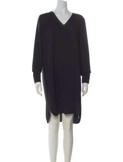 Pre-owned Vince V-neck Mini Dress In Black