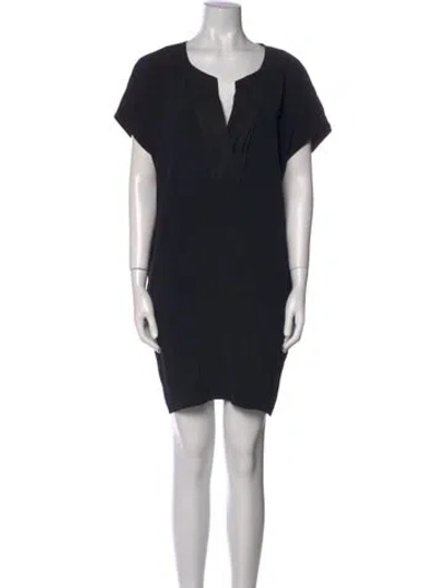 Pre-owned Vince V-neck Mini Dress In Black