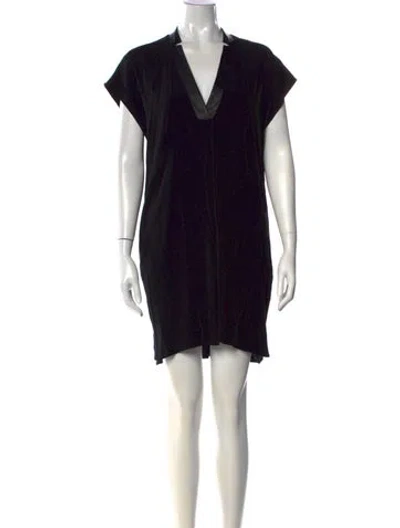 Pre-owned Vince V-neck Mini Dress In Black