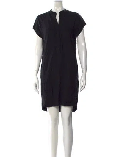 Pre-owned Vince V-neck Mini Dress In Black