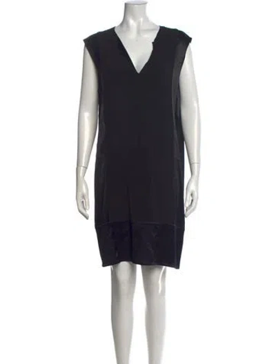 Pre-owned Vince V-neck Mini Dress In Black