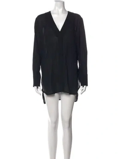 Pre-owned Vince V-neck Mini Dress In Black