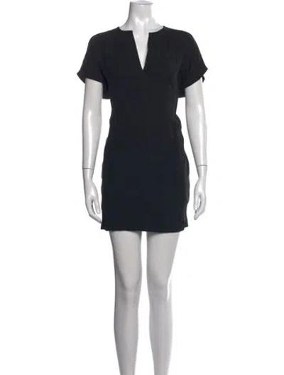 Pre-owned Vince V-neck Mini Dress In Black