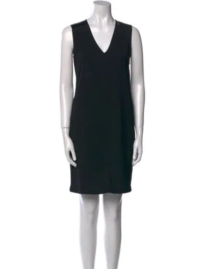Pre-owned Vince V-neck Mini Dress In Black