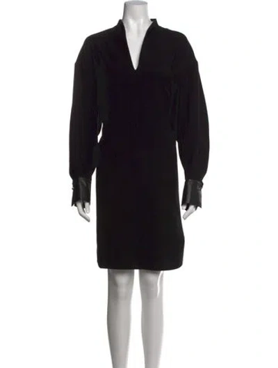 Pre-owned Vince V-neck Mini Dress In Black