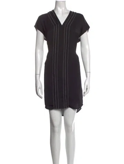 Pre-owned Vince V-neck Mini Dress In Black/white