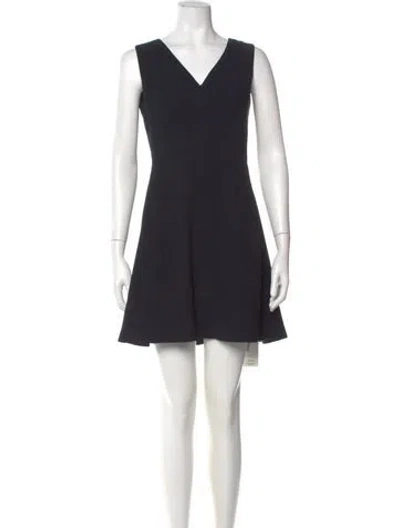 Pre-owned Vince V-neck Mini Dress In Blue