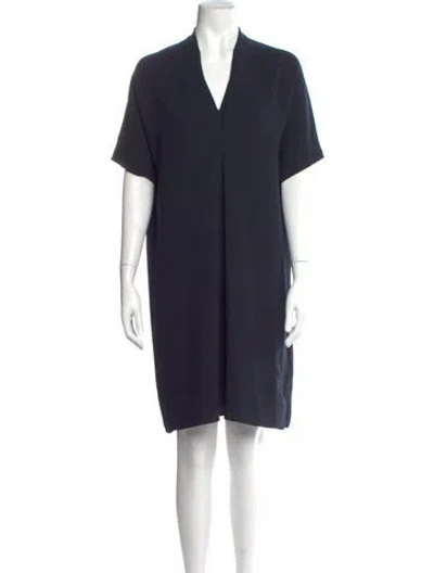 Pre-owned Vince V-neck Mini Dress In Blue