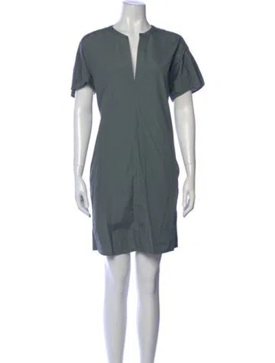 Pre-owned Vince V-neck Mini Dress In Blue