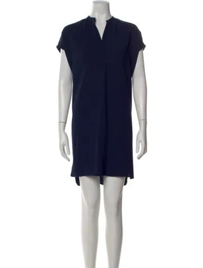 Pre-owned Vince V-neck Mini Dress In Blue