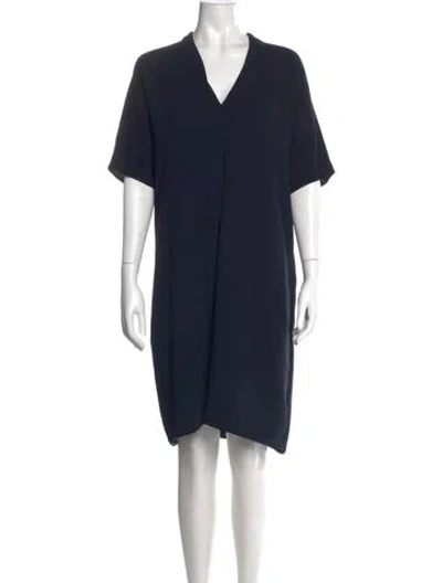 Pre-owned Vince V-neck Mini Dress In Blue