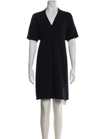 Pre-owned Vince V-neck Mini Dress In Blue