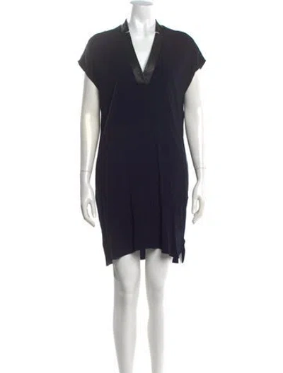 Pre-owned Vince V-neck Mini Dress In Blue