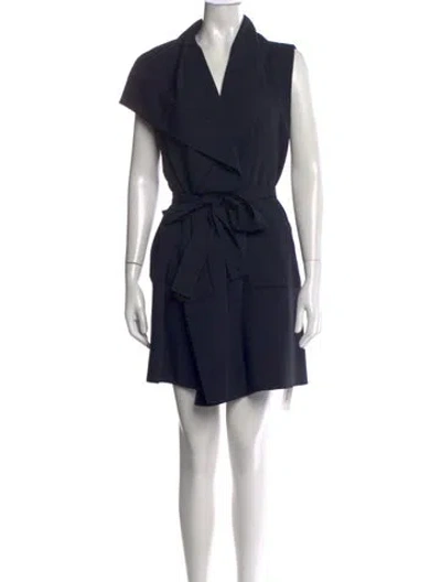 Pre-owned Vince V-neck Mini Dress In Blue