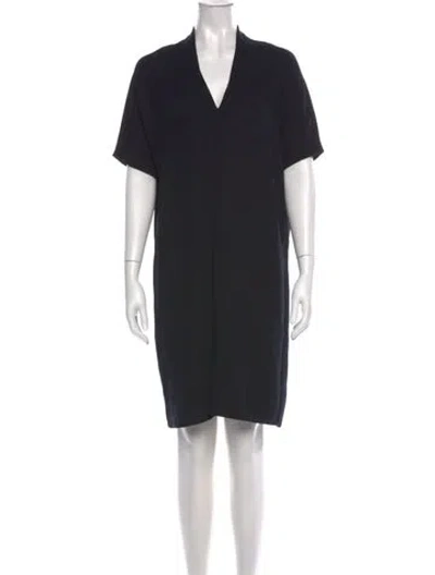 Pre-owned Vince V-neck Mini Dress In Blue
