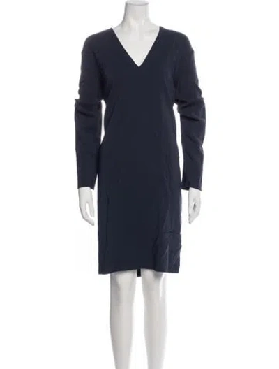 Pre-owned Vince V-neck Mini Dress In Blue