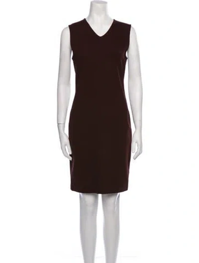 Pre-owned Vince V-neck Mini Dress In Burgundy