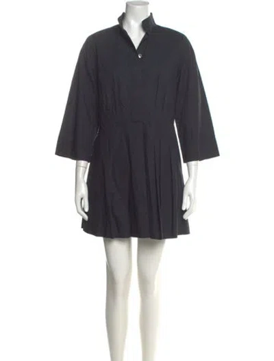 Pre-owned Vince V-neck Mini Dress In Gray