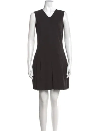 Pre-owned Vince V-neck Mini Dress In Gray