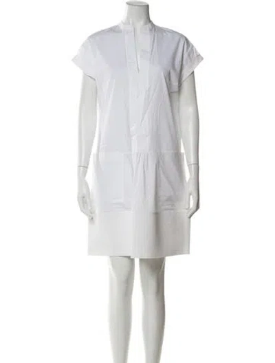 Pre-owned Vince V-neck Mini Dress In Neutral