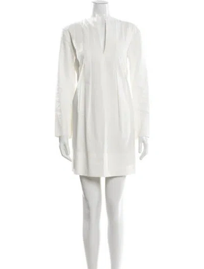 Pre-owned Vince V-neck Mini Dress In Neutral