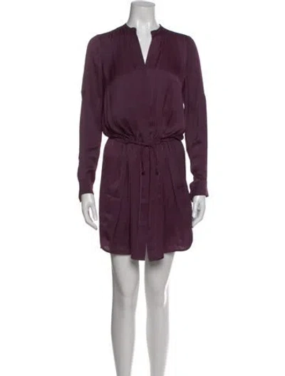 Pre-owned Vince V-neck Mini Dress In Purple
