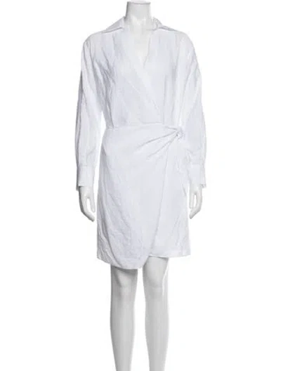 Pre-owned Vince V-neck Mini Dress In White