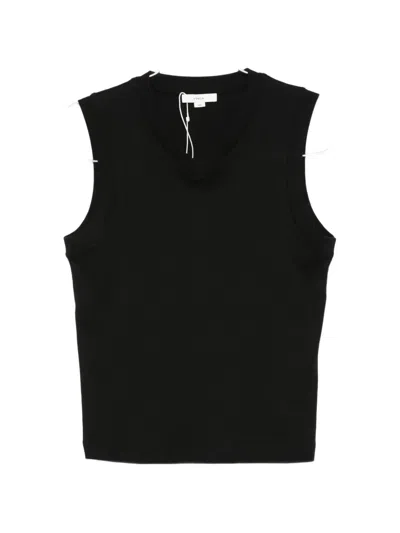 Vince V-neck Sleeveless Tank Top In Black