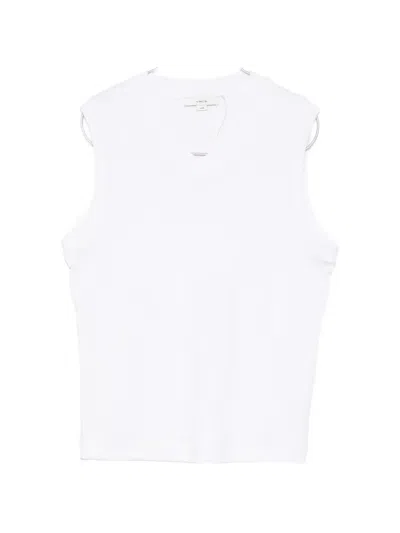 Vince V-neck Sleeveless Tank Top In White