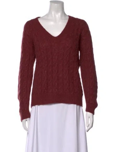 Pre-owned Vince V-neck Sweater In Burgundy