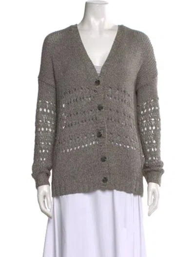 Pre-owned Vince V-neck Sweater In Gray