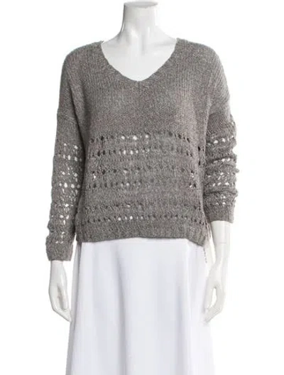 Pre-owned Vince V-neck Sweater In Gray
