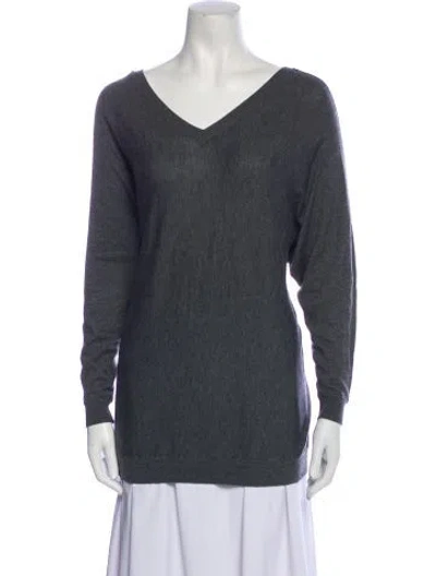 Pre-owned Vince V-neck Sweater In Gray