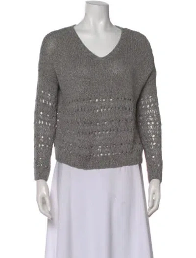 Pre-owned Vince V-neck Sweater In Gray