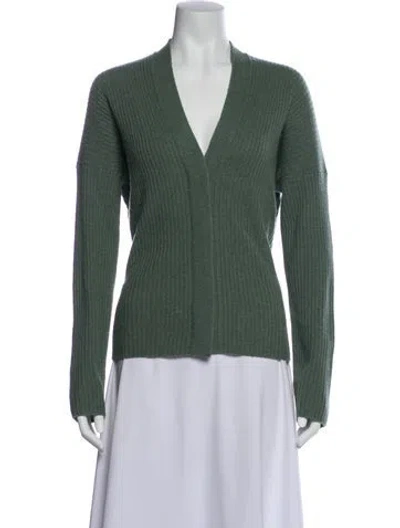 Pre-owned Vince V-neck Sweater In Green
