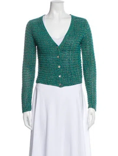 Pre-owned Vince V-neck Sweater In Green